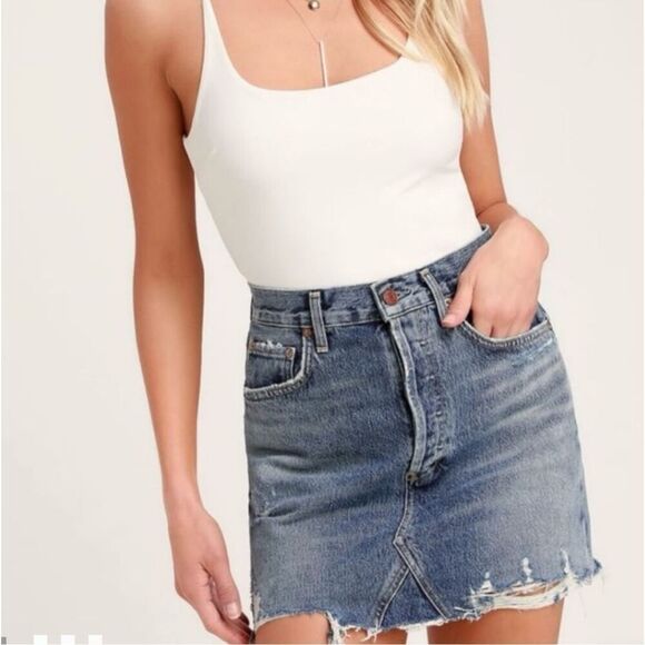 Agolde Ava Denim Mid Length Jean Skirt 30 - Picture 5 of 5